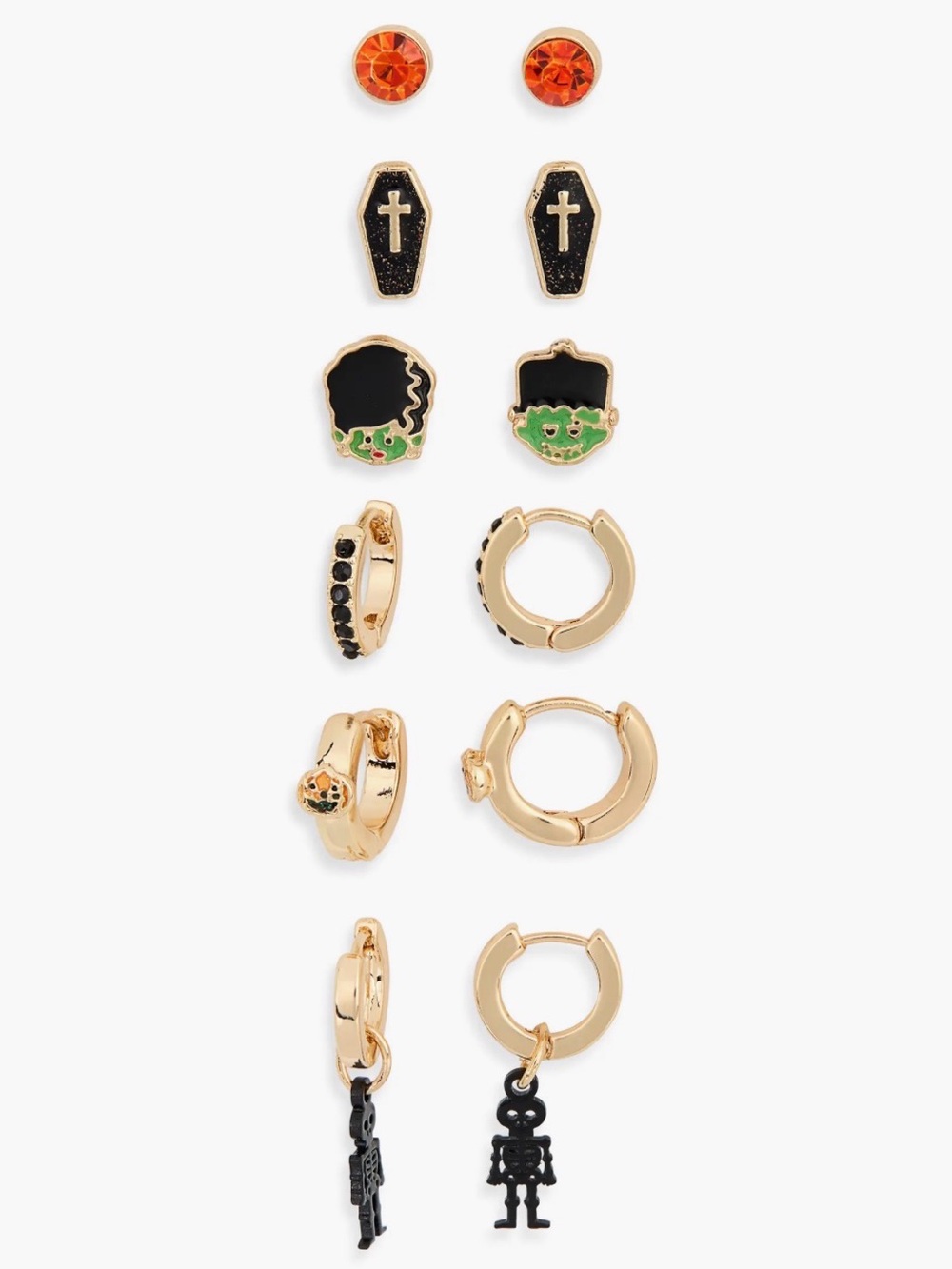 NWT Leith Set of 6 Halloween Stud & Huggie Hoop Earrings